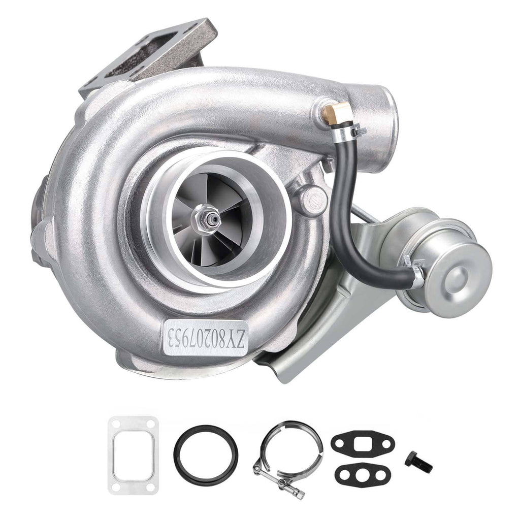 Universell turbo T3/T4 T04E V-band A/R 0.63 intern wastegate opptil 420 hk, egnet for Audi VW 1.8T VR6