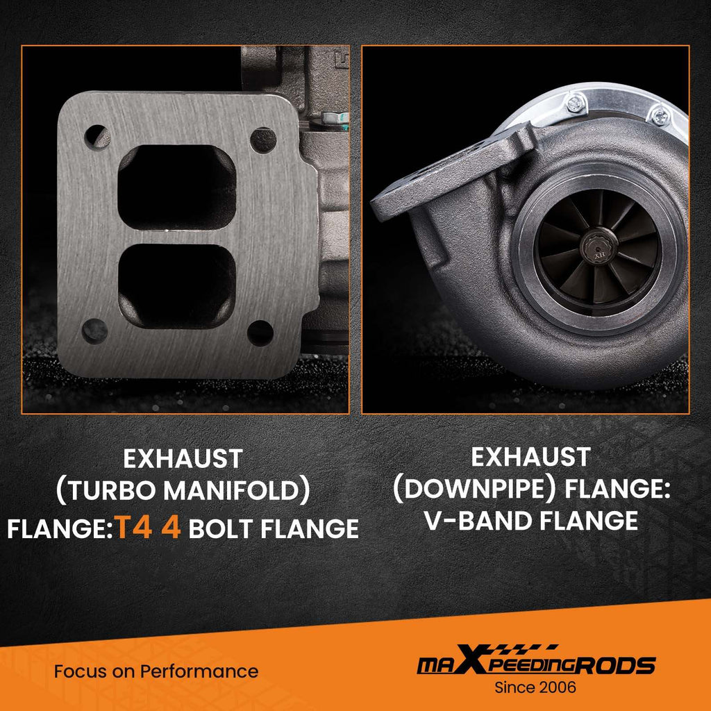 GT45 turbo V-band twin-scroll A/R .66 A/R 1.05 98 mm upp till 600 hk oljekyld