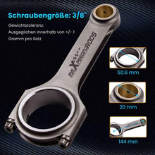 Lataa kuva Galleria-katseluun, Taotut H-profiilin kiertokanget, 5 kpl sarja, sopii Audi S2, RS2 2.2 20V Turbo 5-syl (3B, AAN) | 144 mm, ARP 2000 -pultit