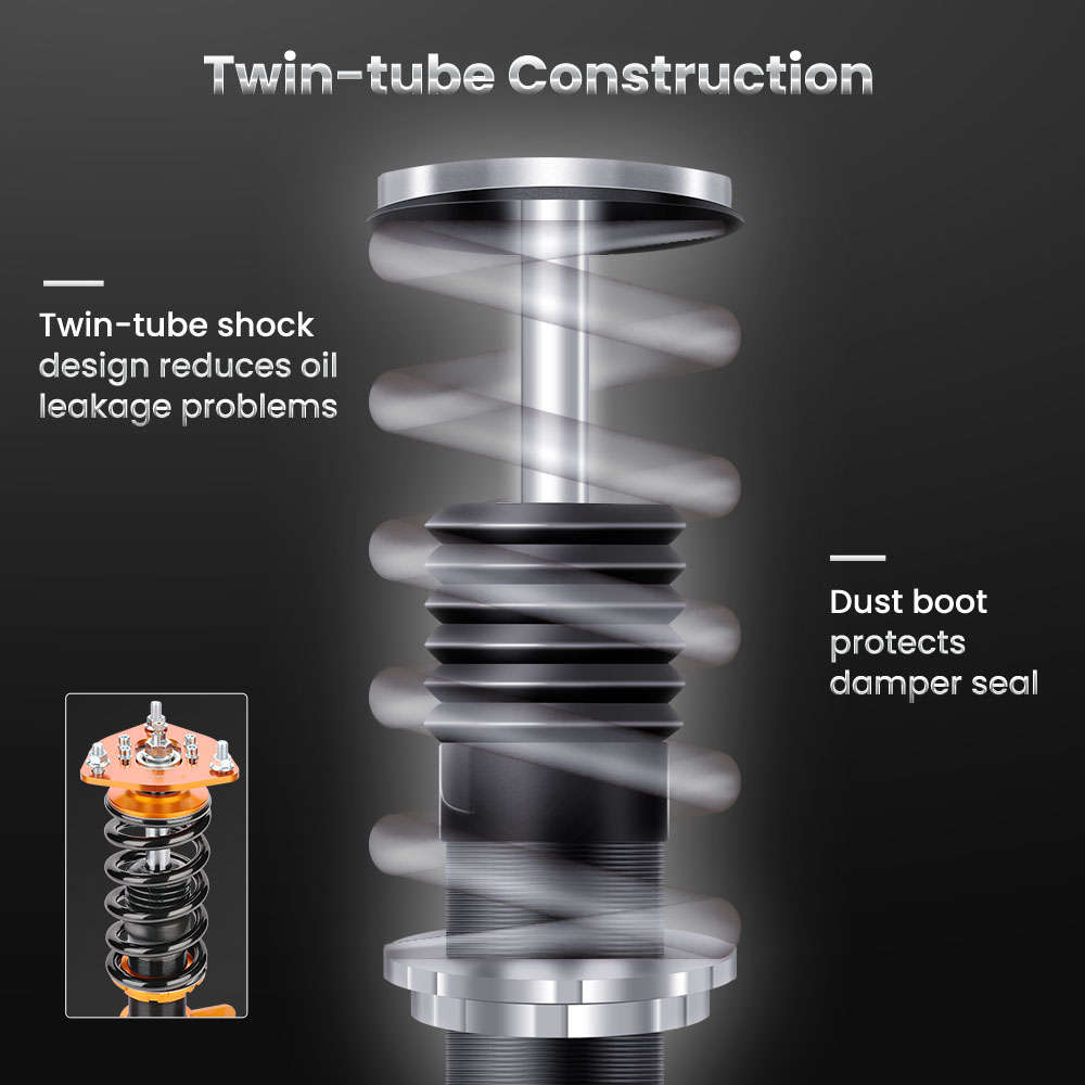 Gevindundervogn foran (2 stk.) egnet til Nissan S13 Silvia, 180SX, 200SX og 240SX 1988-1999 | Coilovers med 24-trins justerbar dæmpning