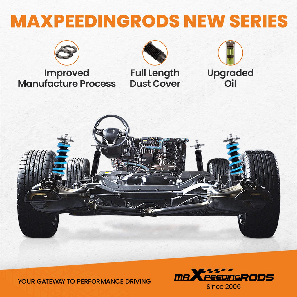 Maxpeedingrods T6 coilovers (gängade stötdämpare) passar till Chrysler 300, Dodge Charger och Challenger RWD 2011-2022 | 24-stegs justerbara coilovers