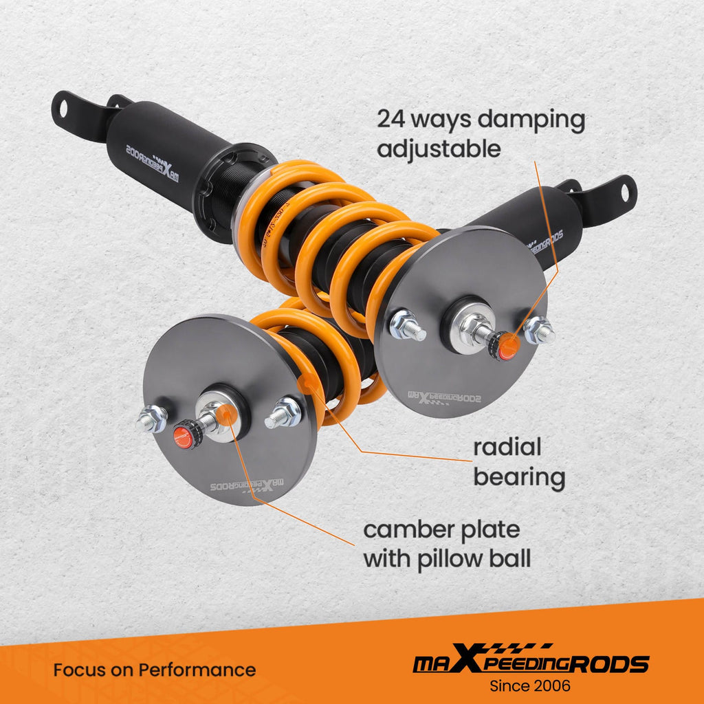 Maxpeedingrods T6 coilovers (gängade stötdämpare) passar till Honda Accord 8 CP2 CP3 CS1 CS2 2008-2012 | 24-stegs justerbara coilovers, sänkning 25-75 mm