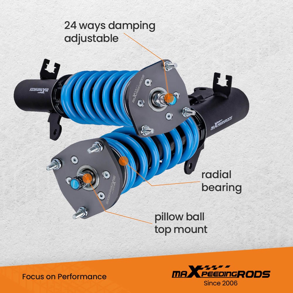 Maxpeedingrods T6 skruesett egnet for Hyundai Coupé, Tiburon, Tuscani 2002-2009 | 24-veis justerbare coilovers, senking 25-75 mm