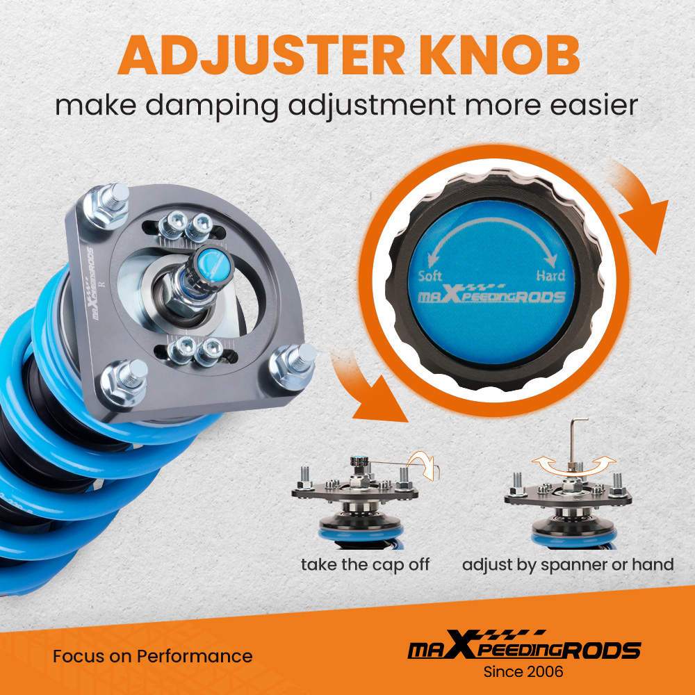 Maxpeedingrods T6 coilover-alusta (kierrealusta) sopii malliin Ford Mustang SN95 1994-2004 | 24-portaisesti säädettävä coilovers, korkeus säädettävissä