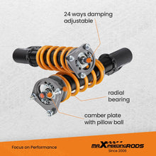 Lataa kuva Galleria-katseluun, Maxpeedingrods T6 coilover-alusta (kierrealusta), sopii malleihin Ford Mustang SN95 (GT, SVT Cobra) 1994-2004 | 24-portainen säädettävä coilovers, madallus 1-3 tuumaa