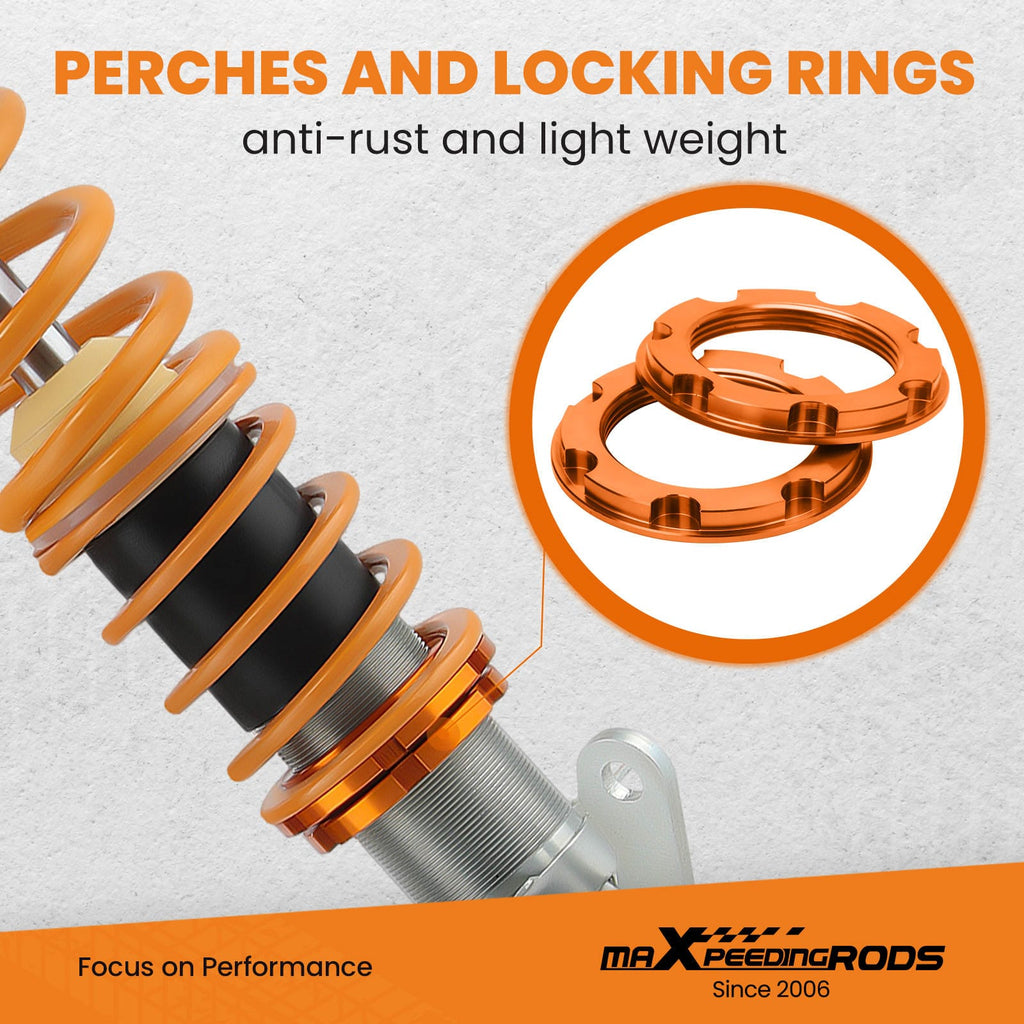 Coilovers passande för VW Golf 4 (1J) 1998-2007, Audi A3 8L, Audi TT 8N, Seat Leon 1M FWD | Sänkningssats 35-75 mm