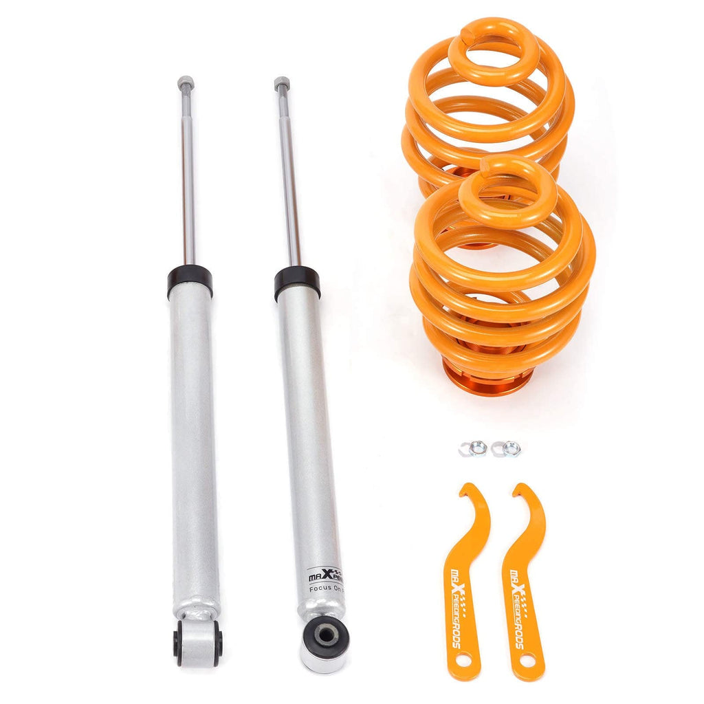 Justerbart senkesett egnet for BMW 3-serie E46 sedan, touring, coupé og cabriolet 1998–2007 | Høydejusterbare coilovers, inkl. camberplater