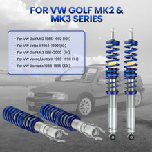 Last bildet i gallerivisningen, Skruppesett egnet for VW Golf 2 og 3, Jetta 2, Vento, Corrado 1983-1999 | Coilovers med høydejustering
