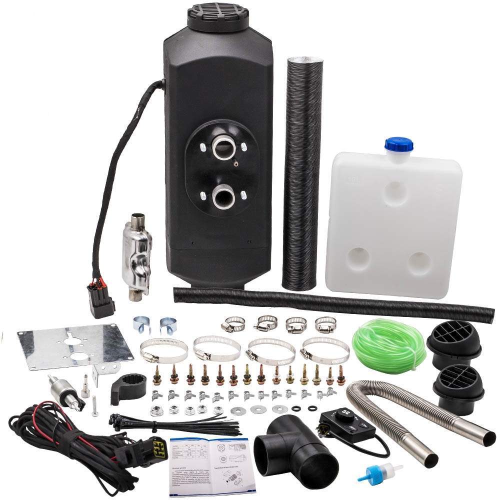 2kW 12V luftdieselvarmer med bryter + 10L tank for lastebil, båt, tilhenger, bil