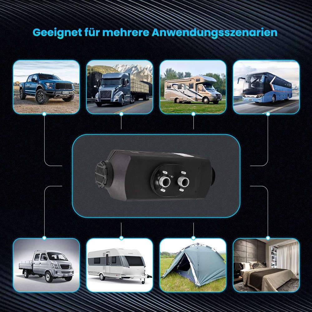 2kW 12V luftdieselvarmer med bryter + 10L tank for lastebil, båt, tilhenger, bil