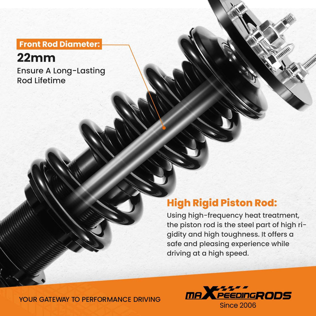 Coilovers lämpliga för BMW 3-serie E36 och Z3 1990-2002 | Coilovers 24-stegs justerbar dämpning, sänkning 25-75 mm