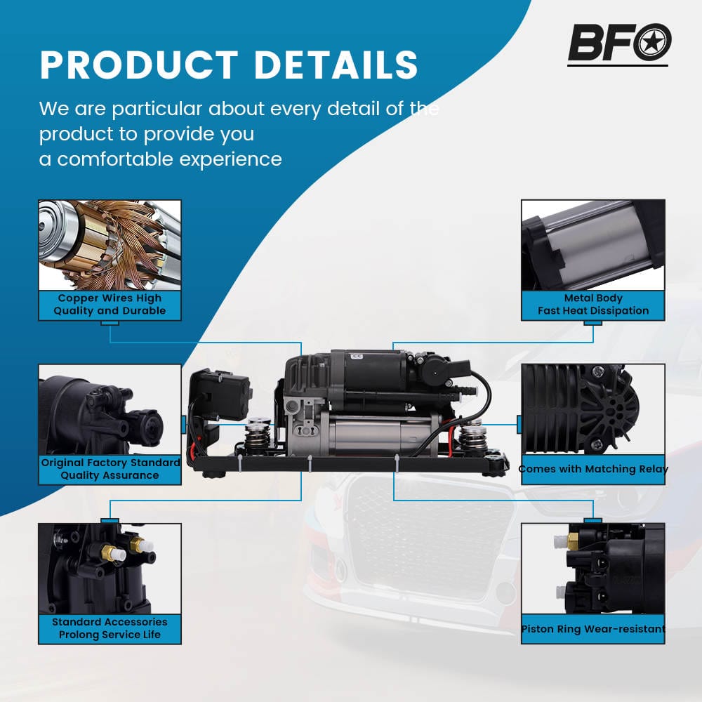 Luftaffjedringskompressor med ventilblok og beslag egnet til BMW 5 F07 GT / F11, 7 Serie F01 F02 F04 2008-2016 | 37206789450 37206864215