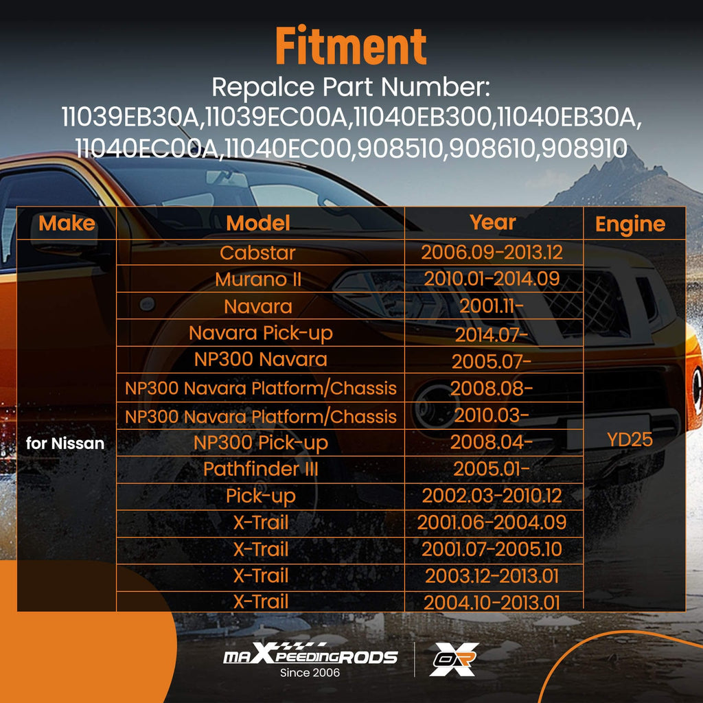 Komplet topstykke egnet til Nissan Navara D40, Pathfinder R51, Cabstar, X-Trail T30 2.5 dCi YD25 11039EB30A