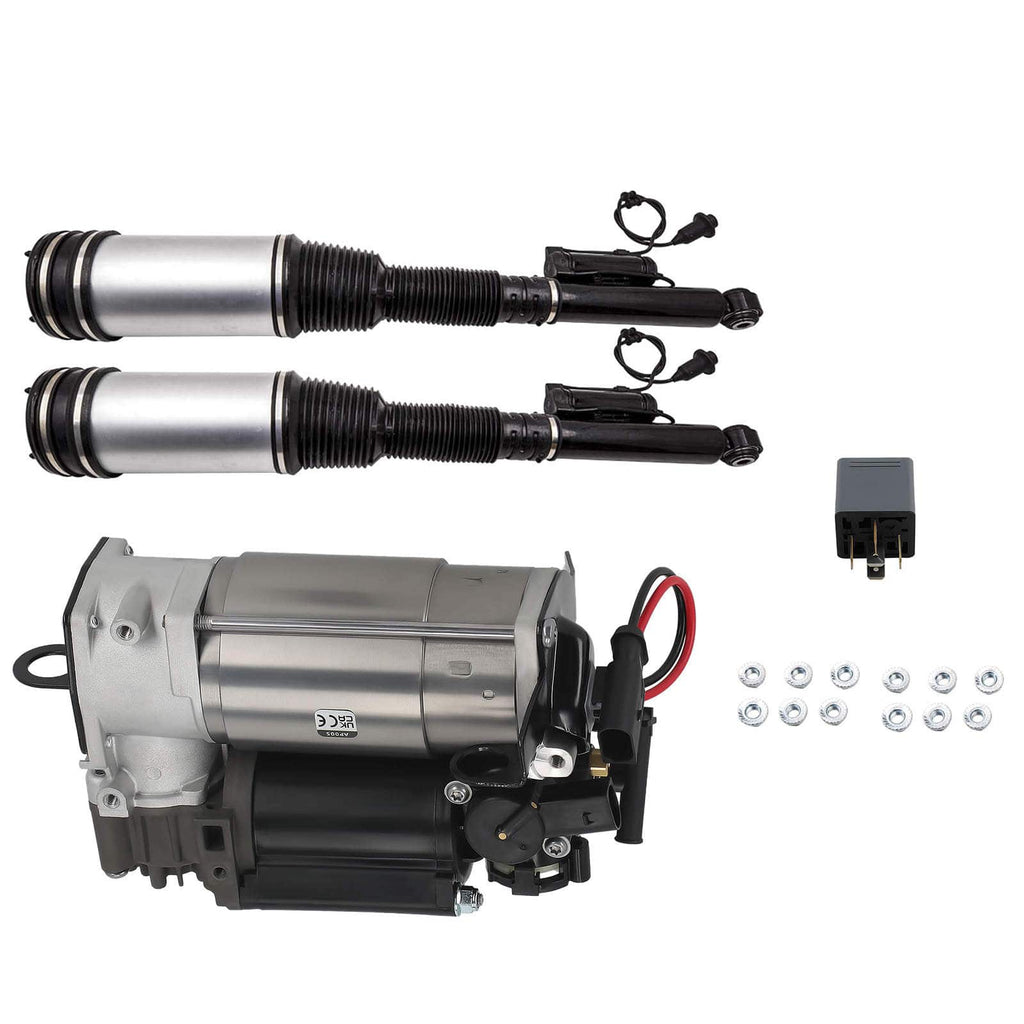 Luftfjæringsbein bak venstre + høyre (sett med 2) + kompressor egnet for Mercedes S-Klasse W220 Airmatic ADS | A2203205013 A2203200104