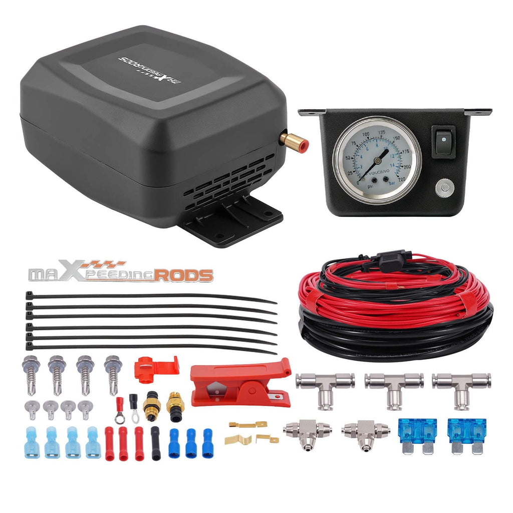 Luftfjädringskompressor 12V med kontrollpanel, universell för pickuper och skåpbilar, bl.a. Ford F-150 / F-250 / F-350