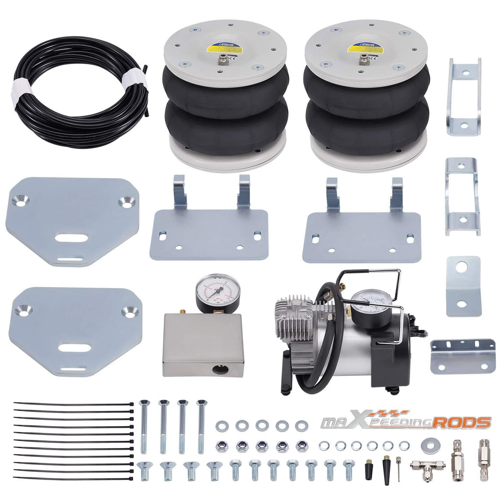 Luftfjädringskit bak vänster + höger (set om 2) med 12V-kompressor lämplig för Opel Movano, Renault Master X70 FWD 1998-2010 | 4000 kg