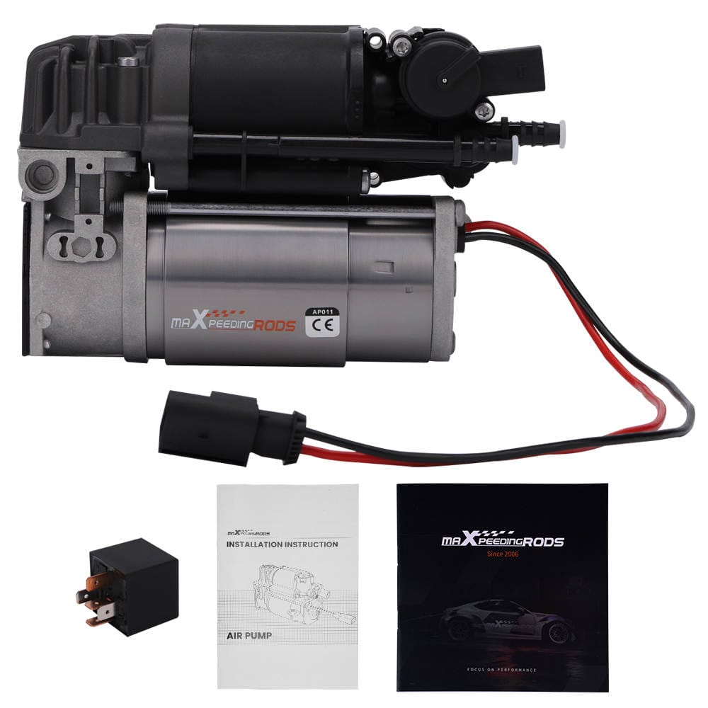 Ilmajousituksen kompressori kuivaimella + rele, sopii BMW 5-sarja GT F07, Touring F11, 7-sarja F01-F04 2008-2016 | 37206864215 37206789165