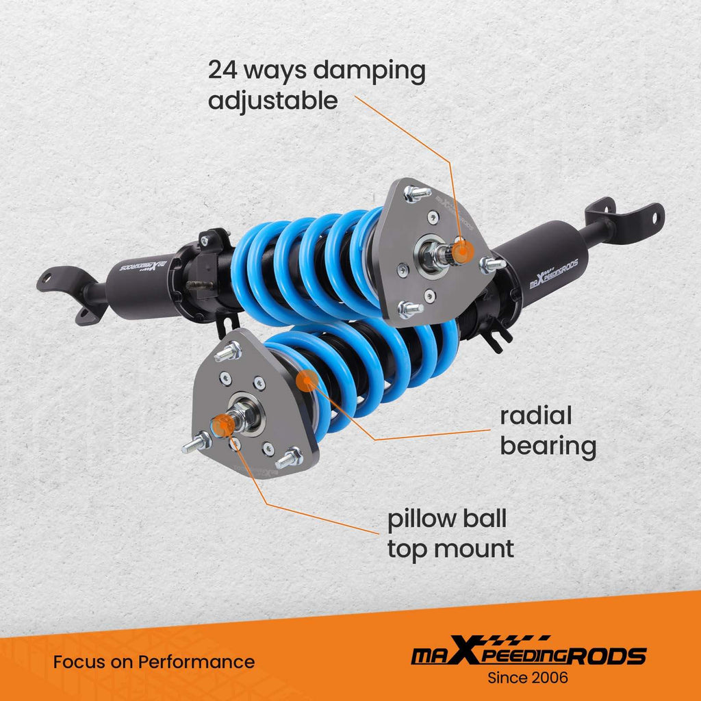 Maxpeedingrods T6 coilovers (gängade stötdämpare) passar till Nissan 350Z Z33 och Infiniti G35 V35 RWD 2003-2008 | 24-stegs justerbara coilovers