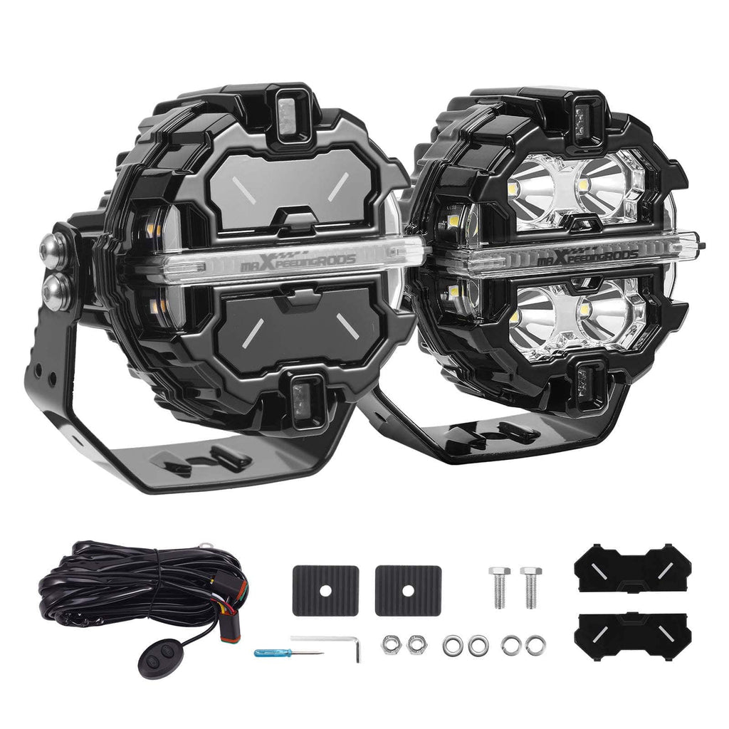 LED-fjernlyssæt 3,5 tommer rund sort 160W DRL 270 grader IP68 9-32V Crosshair til 4x4, offroad, bil og lastbil
