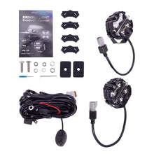 Last bildet i gallerivisningen, LED-ekstralyssett 3,5 tommer firkantet svart 160 W RGB DRL oransje/hvitt 270 grader IP68 12 V Crosshair for offroad