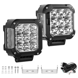 2x LED-extraljus 4 tum med gult varselljus (DRL) för offroad, SUV och lastbil