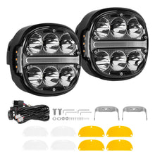Lataa kuva Galleria-katseluun, 2x 5 LED-lisäkaukovalo keltaisella päiväajovalolla (DRL) maastoautoille, katumaastureille ja kuorma-autoille
