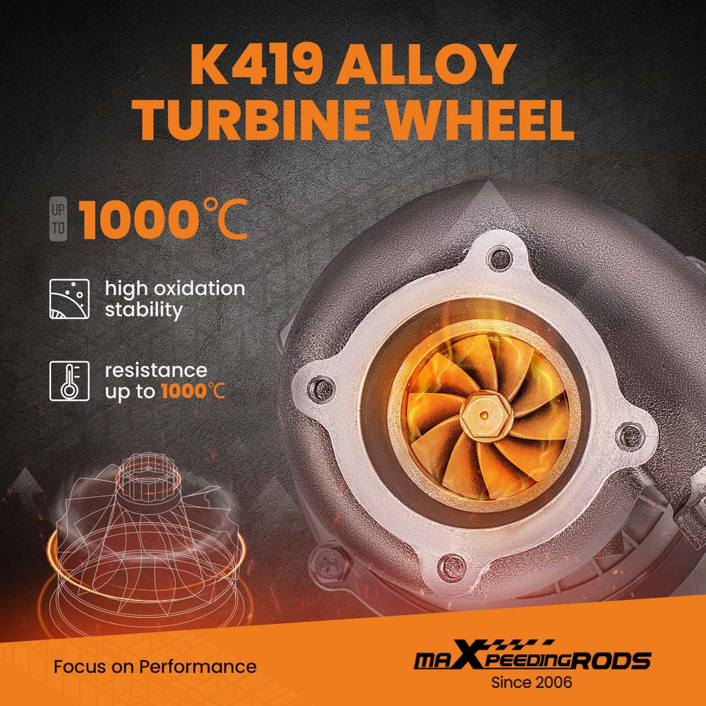 GT3037 universell street-turbo 500 hk for 4/6-sylindret 2,5–3,0 l med billet-kompressorhjul