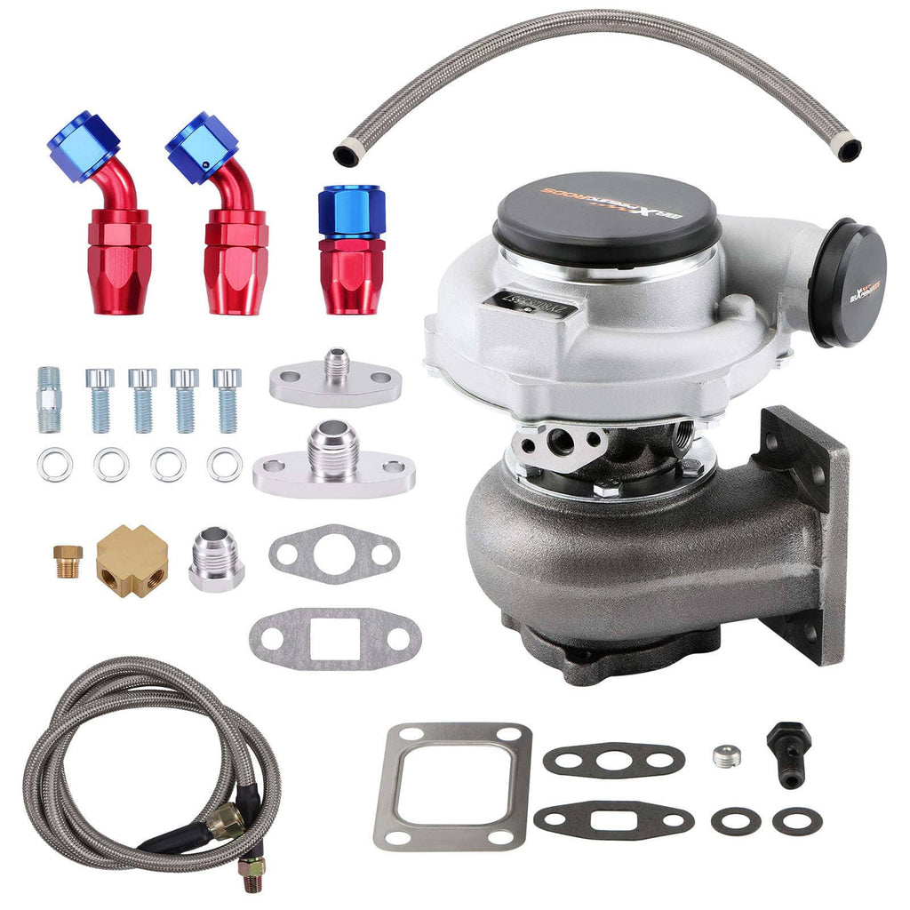 Universell GT30 GT3037 GT3076 turbo T3 A/R .60 500 hk med oljeledningar