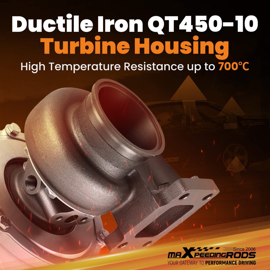 Universell turbo GT3582 GT35 anti-surge T3-fläns V-band A/R 0.63/0.70 upp till 600 hk för 4/6-cylindrig 2.5L-6.0L
