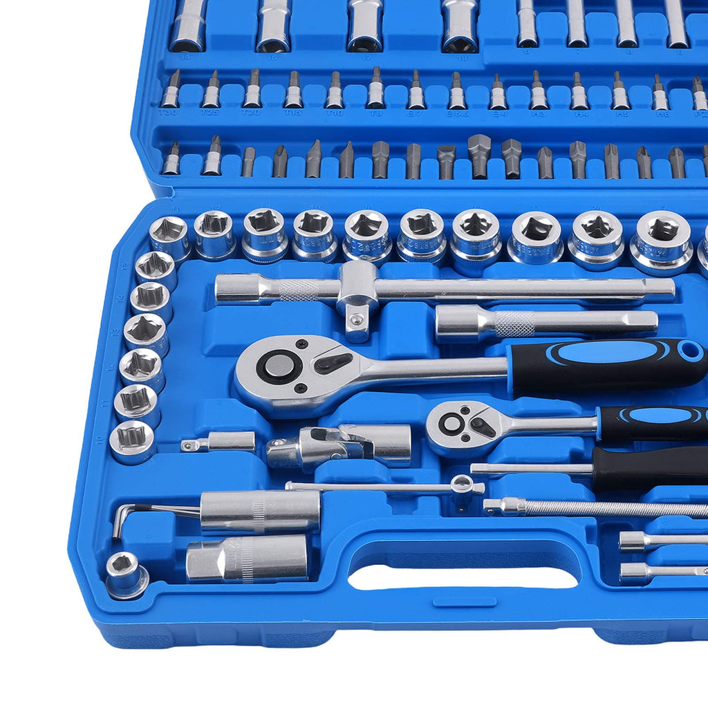 94-delars CRV-stål hylsnyckelsats 1/4" 1/2" med spärrskaft, stjärn-, insex- och förlängare 4-32mm