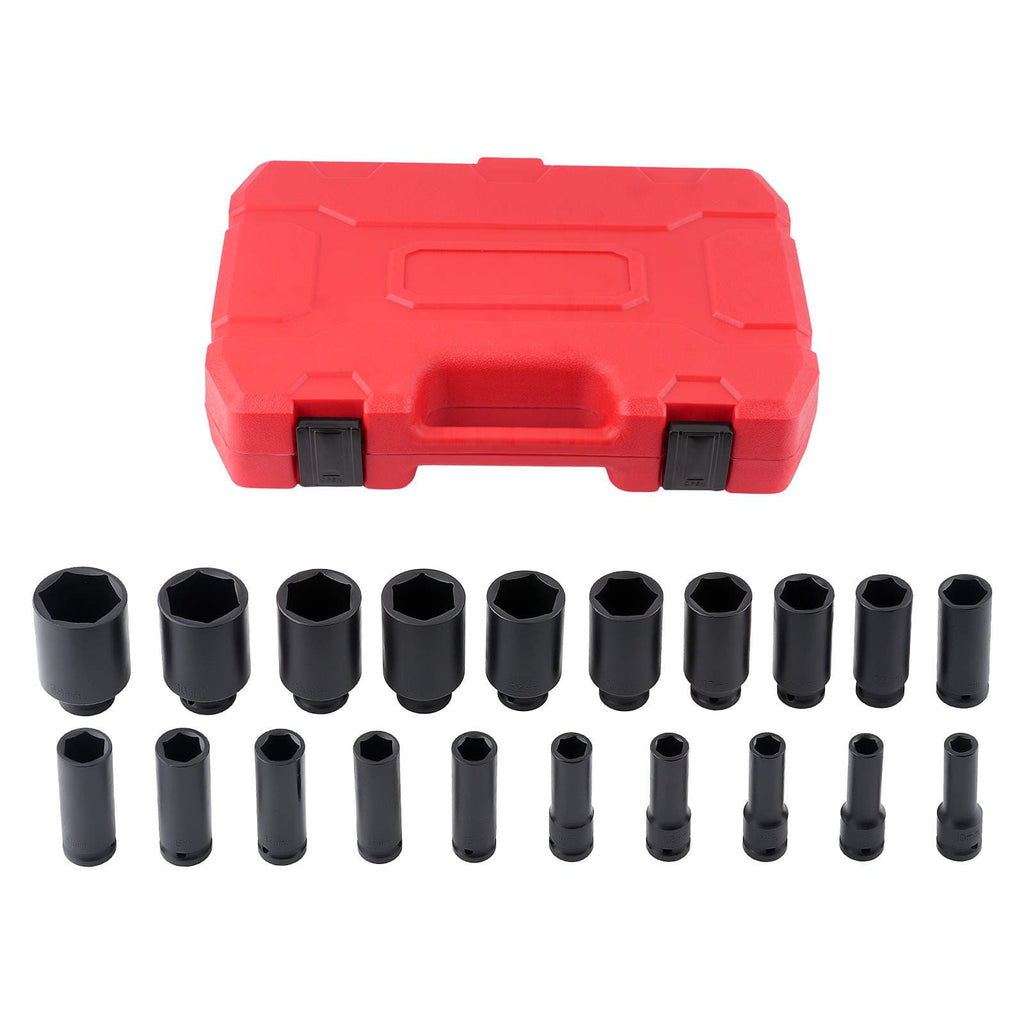 20-delars 1/2" hylssats för mutterdragare 10-38 mm CR-V för däckservice 6-kant