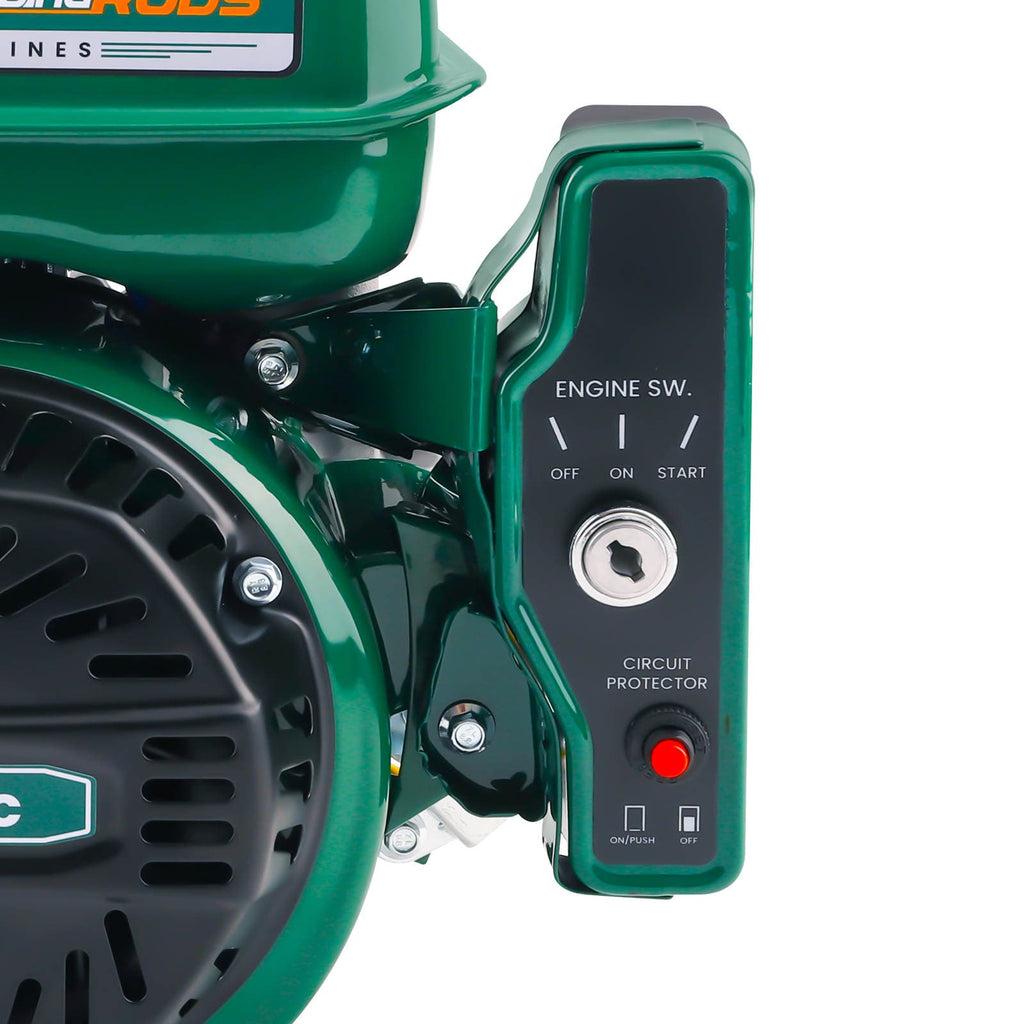 4-takts OHV 212cc benzinmotor med vandret aksel og el-start