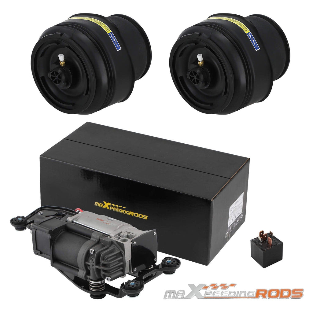 2x luftbälg bak + kompressor med ventilblock lämplig för BMW X5 F15 F85 / X6 F16 F86 2013-2019 | 37206850555 37126795013