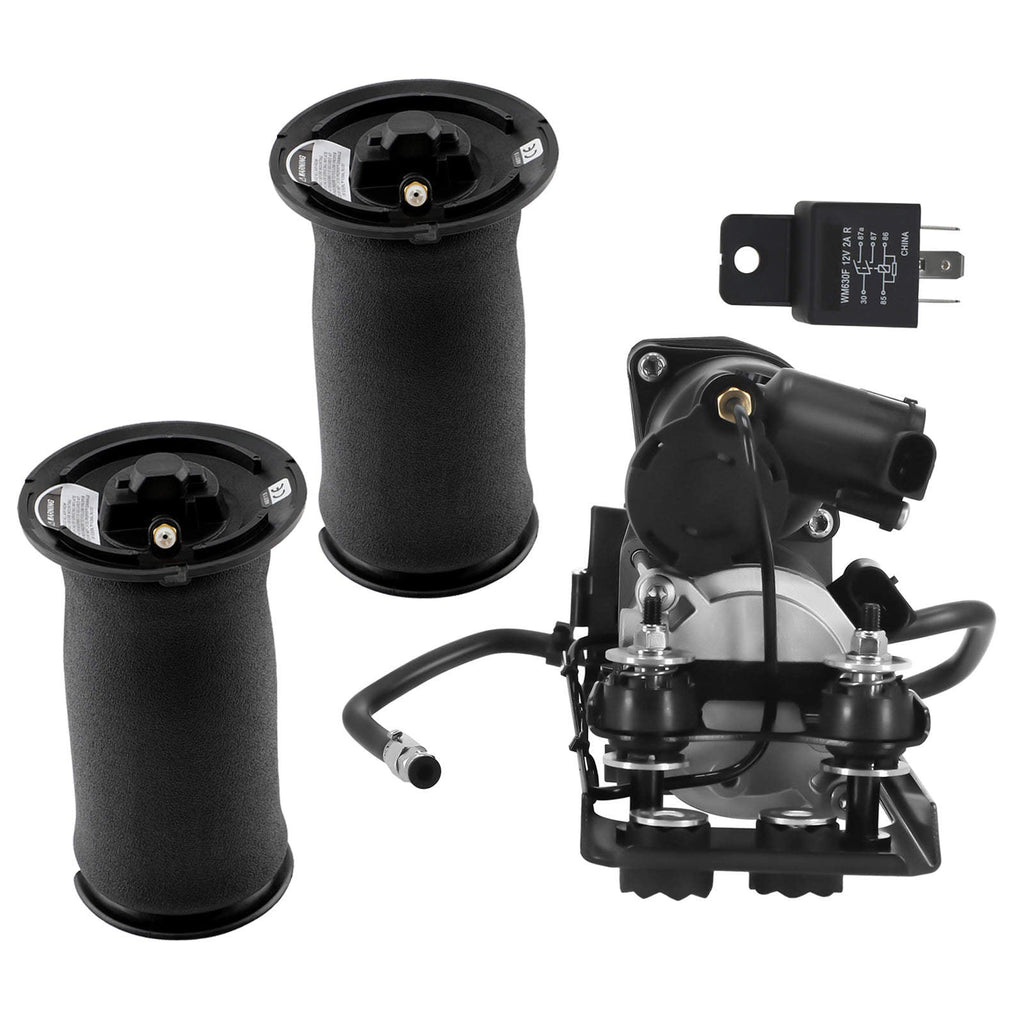 2x luftbelg bak + kompressor med brakett og ventilblokk egnet for BMW 5-serie E61 Touring 2003-2010 | 37106793778 37126765602