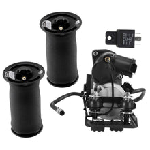 Ladda upp bild till gallerivisning, 2x luftbälg bak + kompressor med fäste och ventilblock lämplig för BMW 5-serie E61 Touring 2003-2010 | 37106793778 37126765602