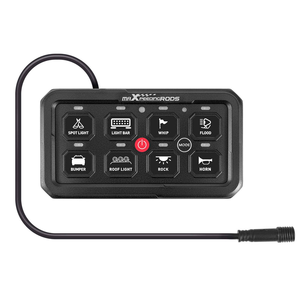 Panelkontroll 8 brytere for kjøretøy, maritimt, offroad, universell berørings-LED A