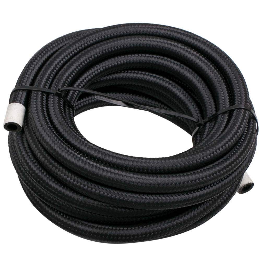 AN6 brændstofslangesæt 6 m (20 ft) nylon/rustfrit stål flettet med 10 drejelige AN6-fittings til brændstof og olie