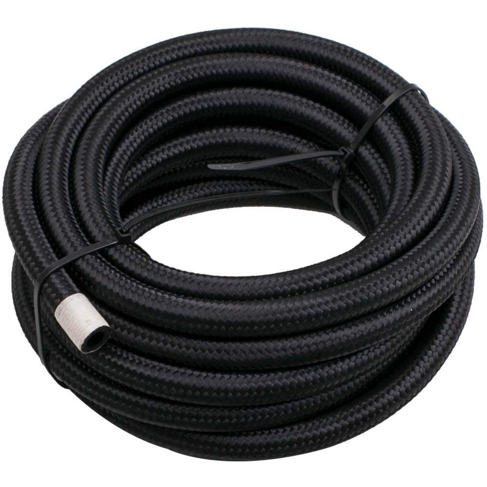 AN6 brændstofslangesæt 6 m (20 ft) nylon/rustfrit stål flettet med 10 drejelige AN6-fittings til brændstof og olie