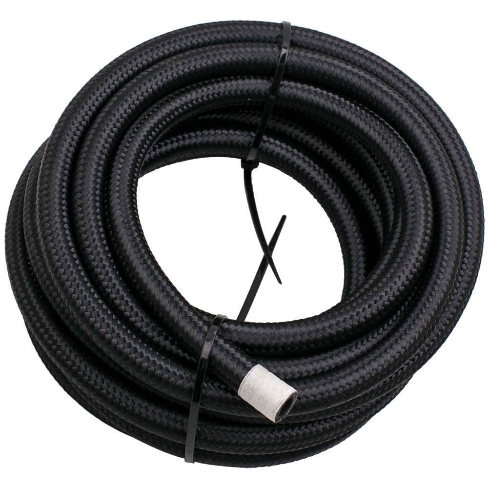 AN6 brændstofslangesæt 6 m (20 ft) nylon/rustfrit stål flettet med 10 drejelige AN6-fittings til brændstof og olie