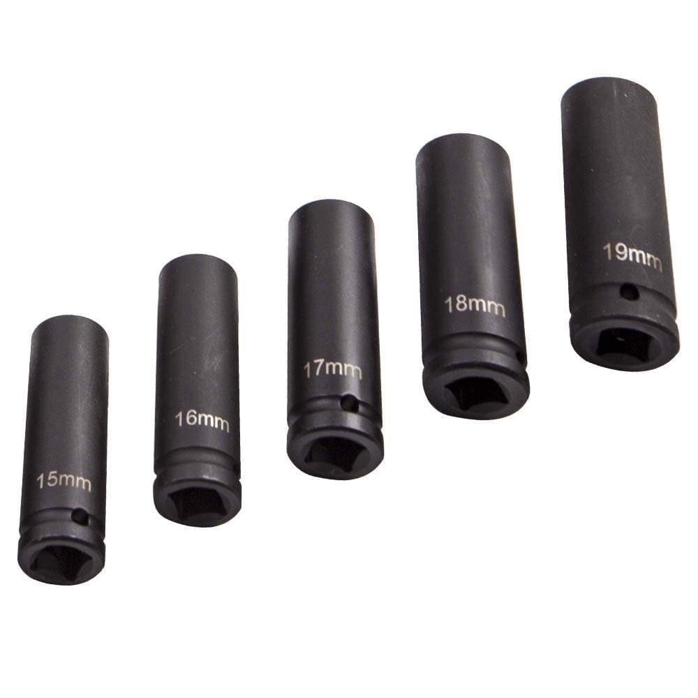 1/2-tums djup krafthylssats, 20 delar, långa hjulmutternycklar, 10-19 mm
