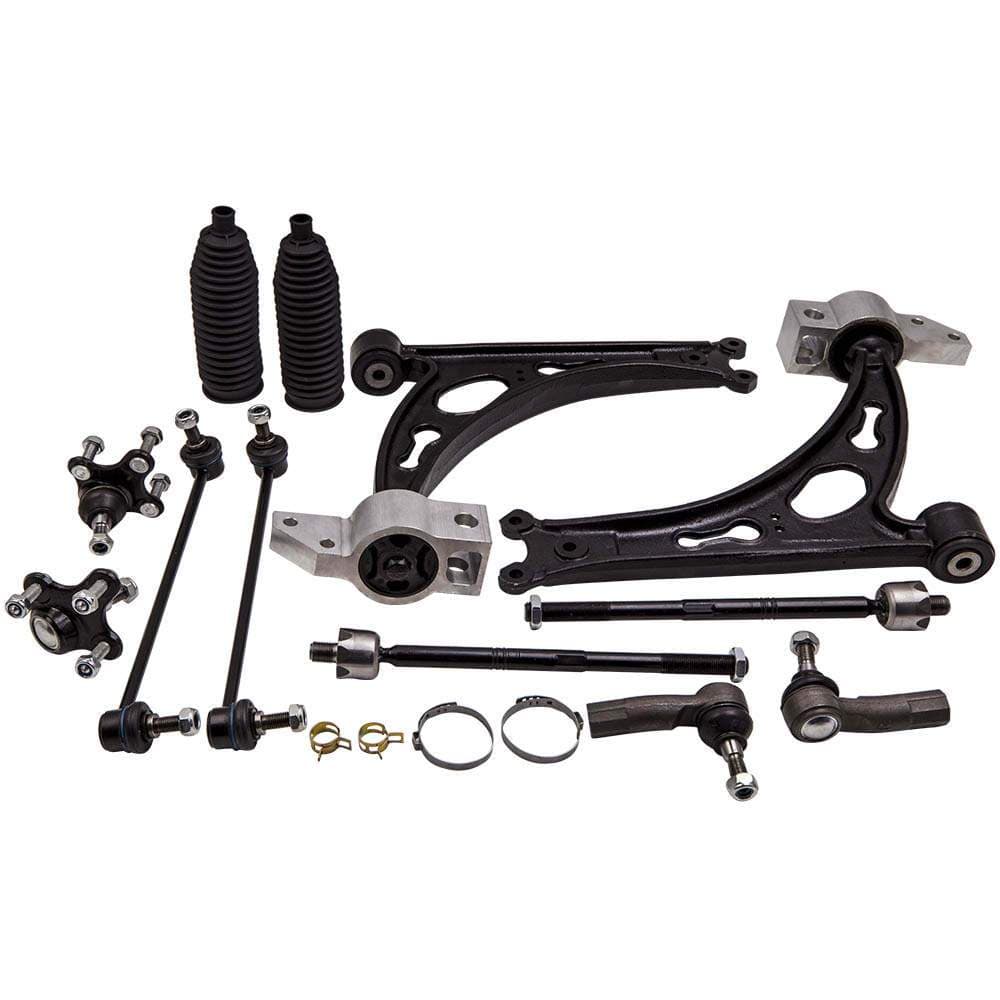 12-osainen tukivarsisarja etuakselille, sopii malleihin VW Golf 5 6, Touran, Audi A3 8P, Skoda Octavia II, Seat Leon 1K0407151AC