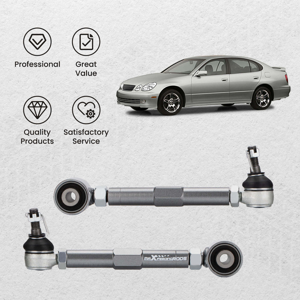 Par justerbare bakre toe-kontrollarmer passer for Lexus IS300 GS300 GS400 GS430