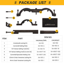 Last inn bildet i Galleri-visningsprogrammet, Motorjusteringsverktøy-sett egnet for Opel Astra J, Corsa D, Adam, Mokka, Chevrolet Cruze 1.0 / 1.2 / 1.4 A12XEL A14NEL A14NET