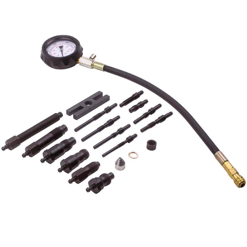 Diesel-kompressionstester 0-70 bar med 13 adaptere til biler, lastbiler, traktorer og maskiner (TDI, CDI)