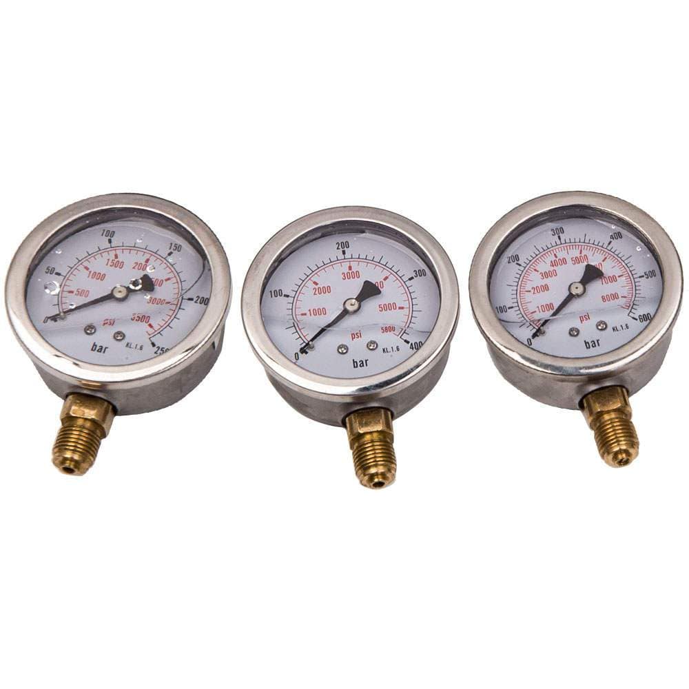 Hydraulisk tryktester manometersæt 250/400/600 bar til gravemaskiner og entreprenørmaskiner, med kuffert