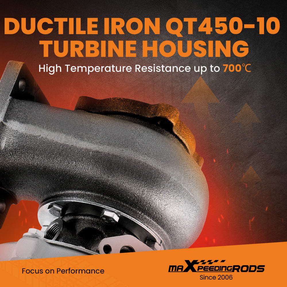 Universell turbo GT3037 GT3076 T3-fläns 4-bult A/R 0.82 extern wastegate vatten- och oljekyld upp till 500 hk 2.5L-3.0L