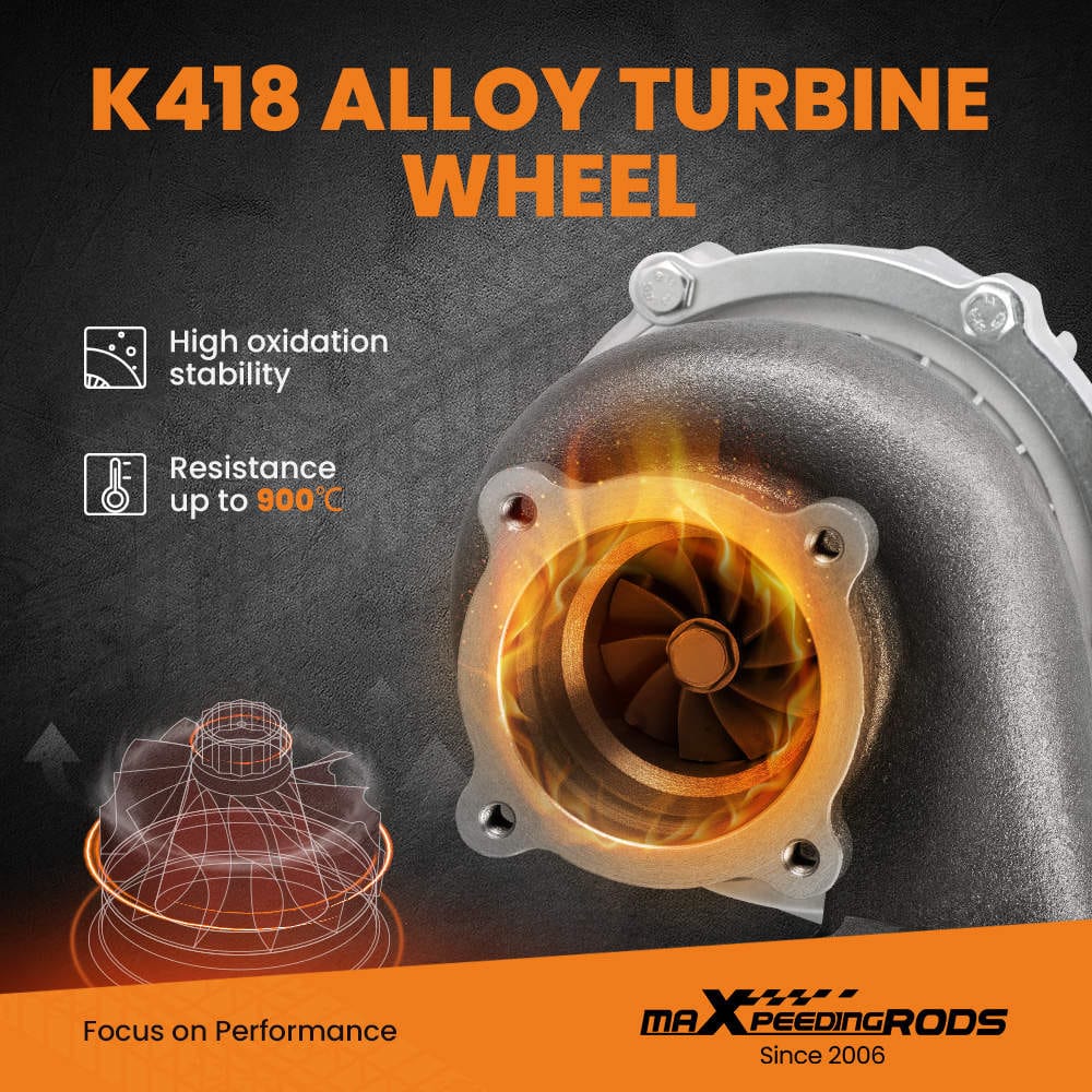 Universell turbo GT3037 GT3076 T3-fläns 4-bult A/R 0.82 extern wastegate vatten- och oljekyld upp till 500 hk 2.5L-3.0L