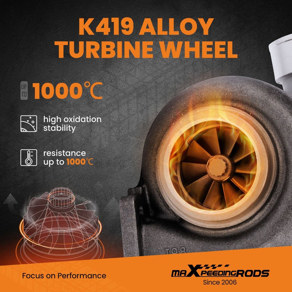 Billet kompressorhjul GT45 V-Band turbo T4 twin-scroll A/R .66 street performance