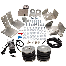 Hjælpeluftaffjedring bag (2x luftbælg) + 12V kompressor egnet til Ford Transit fra 2001 og frem | 4000 kg