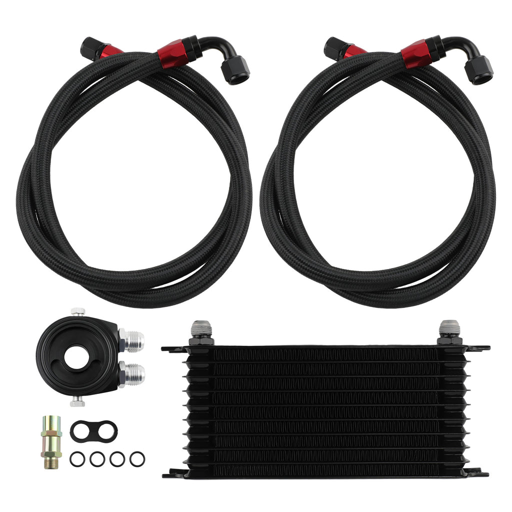 AN10 Universal 10 Row Engine Oliekoeler + Oil Lines Oil Filter Adapter Hose Kit